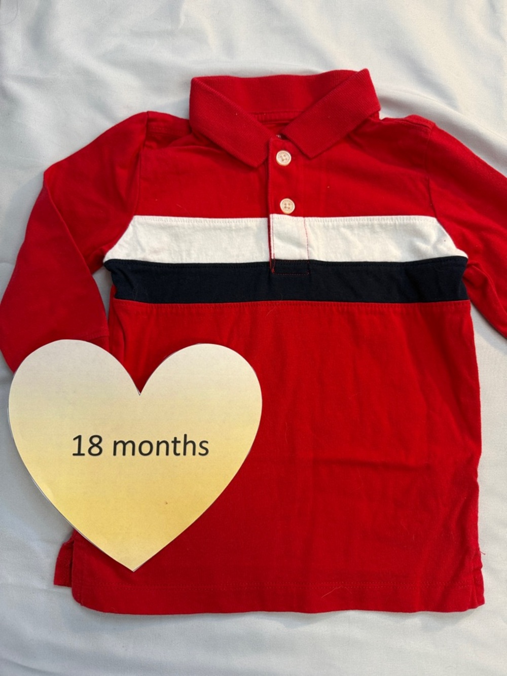 OshKosh B'gosh - Red Kids Long sleeve Polo Shirt with Stripe pattern